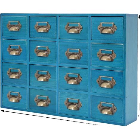 Mobile contenitore, design vintage, 16 scomparti, blu (1/2)