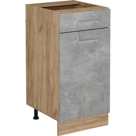 Mueble bajo de cocina R-Line, Hormigón, 40 cm sin encimera, Vicco