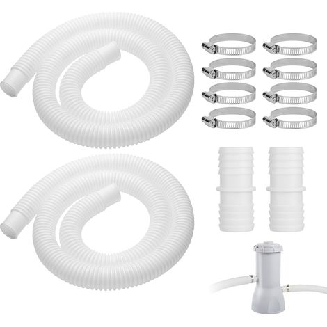 2 Pièces Tuyau Piscine 32 mm 2 m Kit de Tuyaux de Piscine avec 8 Clips de Fixation et 2 Raccords Tuyau Pompe Piscine pour Pièces de Rechange de Pompe de Filtration de Piscine (1/5)