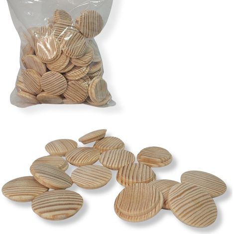 Lot de 25 bouchons bois pin Ø25 mm, cache-trous pour meubles, escaliers et garde-corps