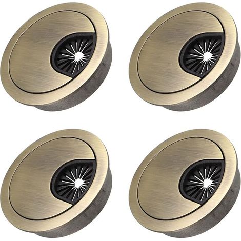 4 Pièces Passe Cable Noble 60 mm Couvercle du Trou de Câble pour Bureaux, Bureaux et Plans de Travail Matériau: Alliage de Zinc (Bronze) (1/5)