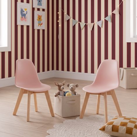 Lot de 2 chaises scandinave pour enfant bois de hêtre rose pâle - Nils Kid