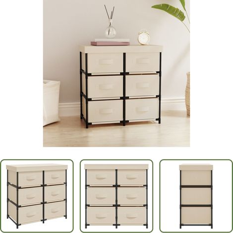 Tiroirs -  Armoire de rangement avec 6 tiroirs 55x29x55 cm Crème Acier (1/5)
