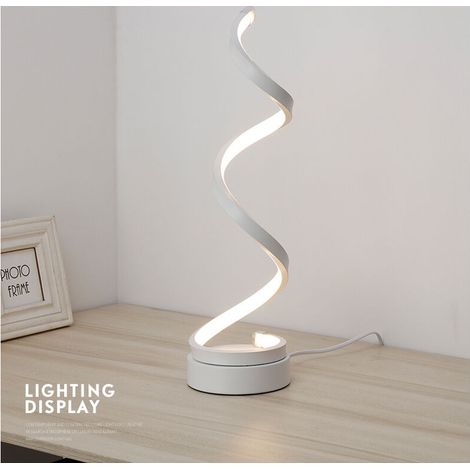 LED Spiral Bedside Lamp 19W Warm White Eye Protection Brightness, LED Table Lamp/Decorative Lighting for Bedroom Living Room (White) (1/3)