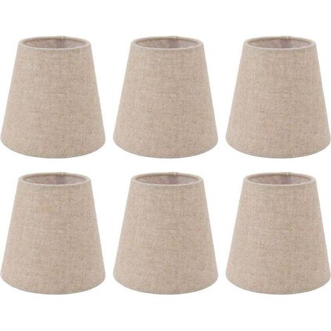 [NON UTILIZZATO] Set di 6 piccoli paralumi a tamburo con clip Eosnow in tessuto di lino per candele, lampadine e accessori di illuminazione.