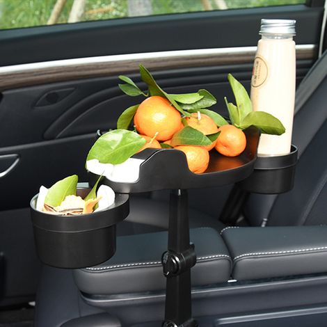 Porte-gobelet voiture réglable avec support téléphone noir robuste portable accessoire auto voyage longue distance modèle 3 (1/3)