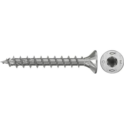 200 Vis PowerFast FPF-ST Ø4,5x30 A4F Tête fraisée, empreinte TX, inox A4, filetage total - Fischer (1/2)