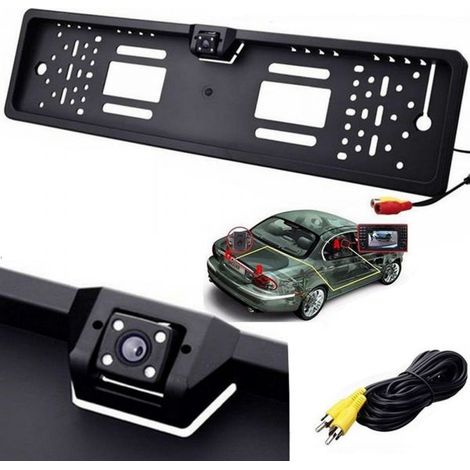 PORTATARGA CON TELECAMERA RETROMARCIA AUTO RETROCAMERA 4 LED 170 ° VISIONE NOTTE (1/2)
