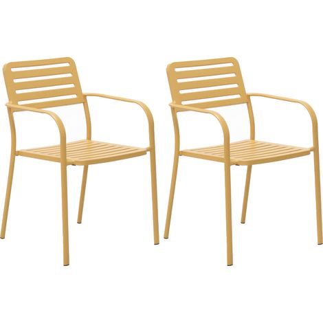 Lot de 2 fauteuils de jardin empilables en métal moutarde - BACA
