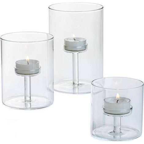 Ensemble de 3 photophores en verre transparent pour bougies chauffe-plat, décoration pour mariage, maison ou salon. (1/5)