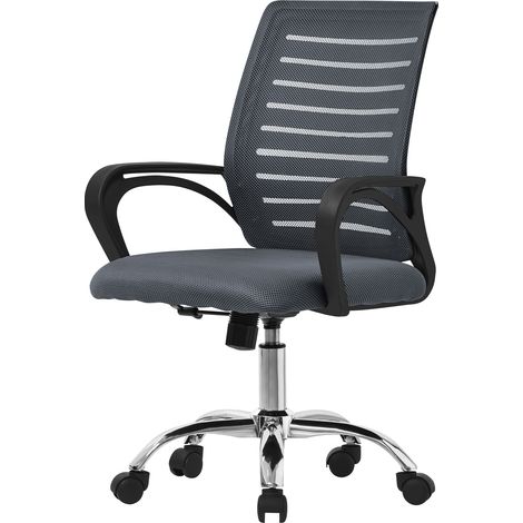 ML-Design Bürostuhl ergonomisch, Grau, Höhenverstellbarer Schreibtischstuhl mit Armlehnen, Computerstuhl mit atmungsaktiver Netzbespannung, Wippfunktion, 360° Drehstuhl mit Rollen, Gaming Stuhl