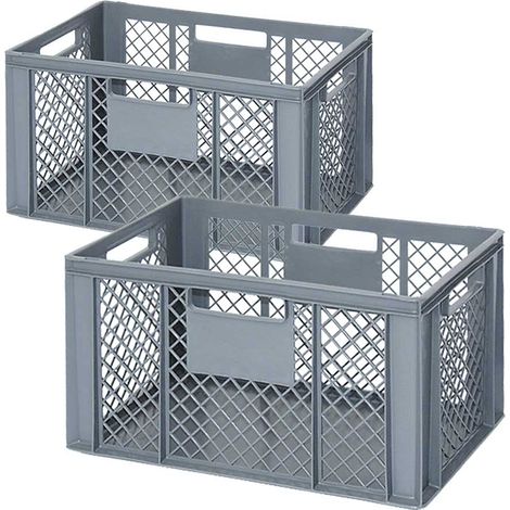 BRB 2 bacs Euro avec 4 poignées, 600 x 400 x 320 mm, 63 l, gris
