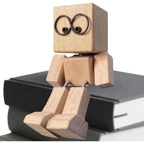 Figurine à tête oscillante en bois - Adorable figurine artisanale pour tableau de bord de voiture Ornement décoratif pour bureau, chambre, salon - Cadeau de décoration unique (1/5)
