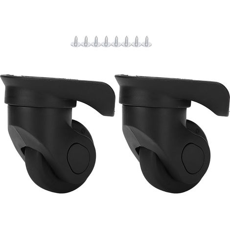 2 Roues de valise noires, remplacement universel silencieux, accessoires bagages extérieur avec vis (1/5)