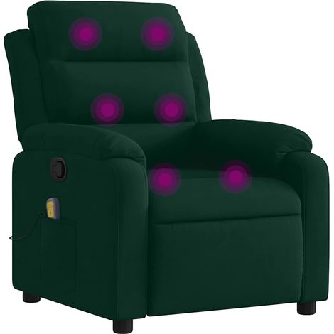 Massagesessel Dunkelgrün Samt vidaXL