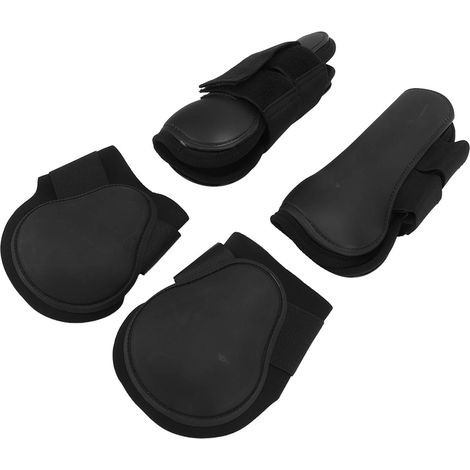 Lot de 4 guêtres de protection pour chevaux (avant et arrière), idéales pour le saut d'obstacles. Noir, taille XL. (1/5)