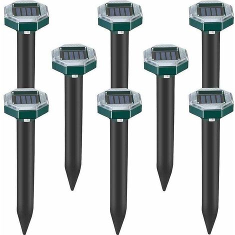 ZVD Lot de 8 pics repulsifs a ultrasons pour taupes, serpents et campagnols a energie solaire pour pelouse, jardin et cour, repulsif a sardines (1/4)