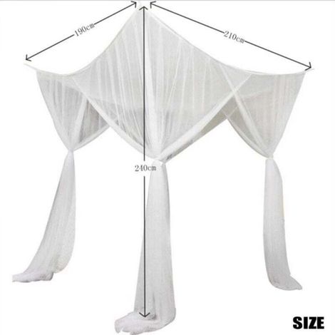 Bed Mosquito Net for Single and Double Beds, Bed Mosquito Net, Mosquito Net with 4 Openings, White, 190 x 210 x 240 cm (1/5)