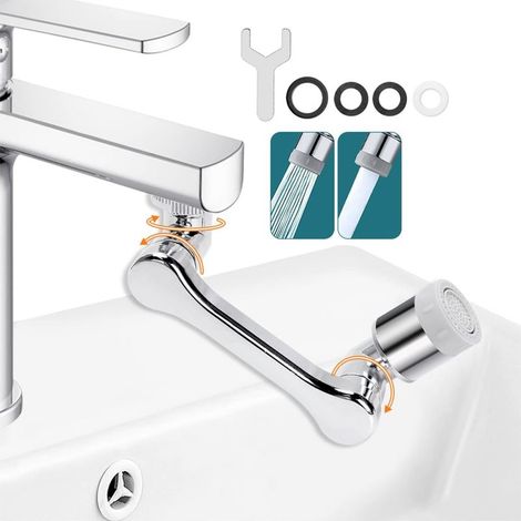 QAZQA 1080 Degrés Aérateur de Robinet,Aérateurs Universels Pour Robinets de Cuisine et Salle de Bain avec 2 modes de sortie d'eau,Mousseur Robinet,Filtre économiseur d'eau, Pivotant Mousseur (1/5)
