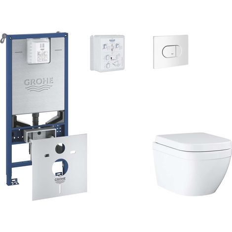 Grohe Rapid SLX - Set Vorwandelement, WC mit Softclose-Sitz und Arena Cosmopolitan-Betätigungsplatte, Triple Vortex, Alpinweiß SANI11BB3108 (1/5)