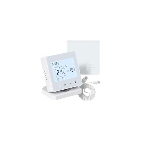 Termostato intelligente con connessione Wi-Fi, termostato wireless + ricevitore, termostato programmabile per caldaia a gas, compatibile con l'app Tuya, Alexa e Google Assistant, alimentazione a batte (1/4)