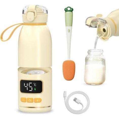 Chauffe-biberon portable pour bébé, chauffage rapide et longue durée de vie de la batterie, capacité de 500 ml, réchauffe l'eau ou le lait, pour les voyages en voiture et en avion (1/5)