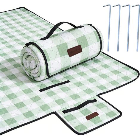 Wasserdichte Picknickdecke 203x203cm, faltbar, Gingham-Muster, für Strand & Camping (1/5)