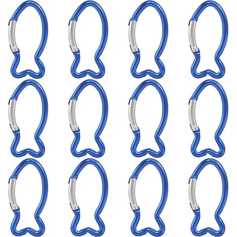 Lot de 12 mousquetons robustes en aluminium pour escalade de poisson Mousquetons à suspension rapide en acier Accessoire de randonnée pour l'escalade