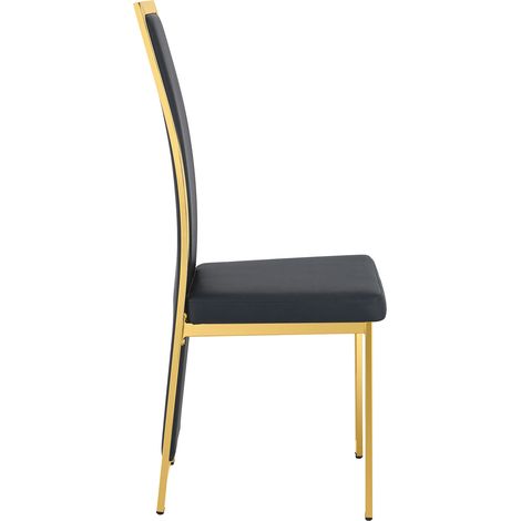 Set di 4 sedie da pranzo minimaliste in PU nero e metallo dorato, schienale alto 109 cm, MODENUIT (1/5)