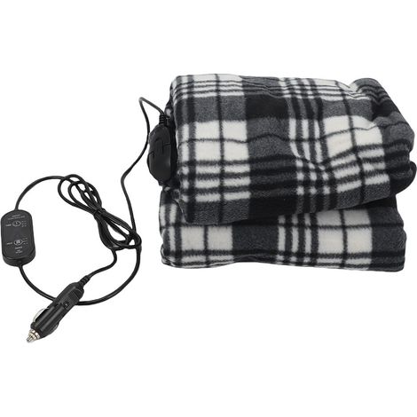 Couverture chauffante voiture DC12V-24V – Contrôleur température 3 niveaux chauffage arrêt temporisé camping extérieur 59,06x43,31in noir blanc (1/4)