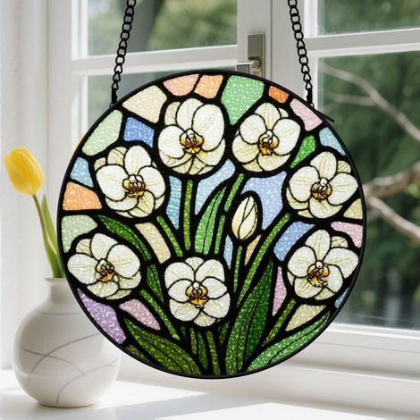20cm Suspension en vitrail, attrape-soleil élégant unique coloré, décoration porte intérieure, cadeau Fête des Mères, Noël pour femme, homme (1/5)