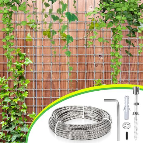 Randaco Kit cavo acciaio inox per piante rampicanti, traliccio giardino esterno, supporto muro, stendibiancheria 12m x 3mm (1/5)
