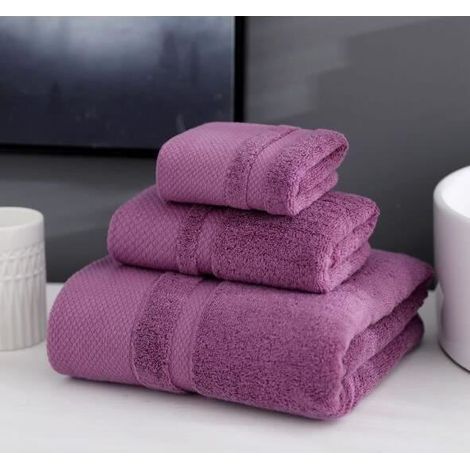 1 Set Serviette De Plage Plage Coton Swim Voyage Camping Serviettes De Plage Douces Serviettes À Main 3 Tailles (Violet) (1/2)