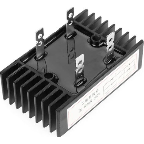 Jeffergarden 1 pc 100A Ampère 1600V Tension 2 Phase Diode Pont Redresseur Haute Puissance Noir-