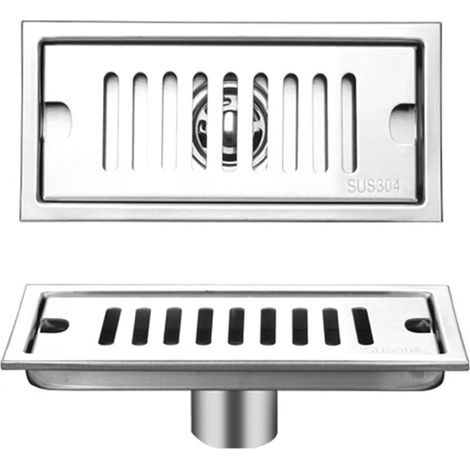 Bonde de douche longue en acier inoxydable, déodorante et amovible, pour salle de bain ou hôtel, 20 cm de diamètre, évacuation centrale. (1/5)