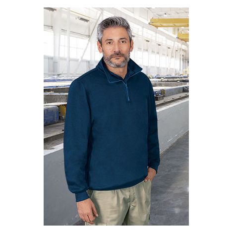 Sudadera de felpa tacto algodón con media cremallera Carl VALENTO S Azul marino orion (1/2)