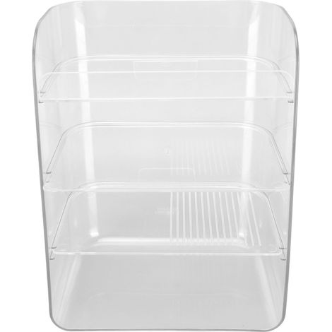 Kosmetikregal, mehrlagig, großes Fassungsvermögen, abnehmbare Trennwände, stabiler Organizer für Schlafzimmer, Badezimmer, Büro, Küche und Waschküche, transparent (1/5)