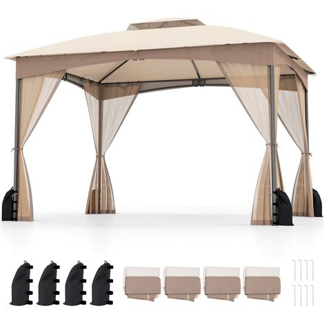 Gazebo da esterno 36 x 3 m con zanzariera e sacchi di sabbia
