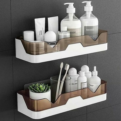 royaluxe - Lot de 2 organisateurs de salle de bain douche support de douche mural organisateur de cuisine et rangement salle de bain douche adhésive murale (1/3)