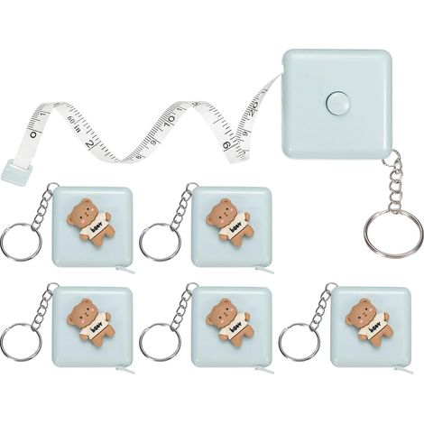 6Pcs Mètre Ruban Souple 60" Double Échelle Rétractable Mini Mètre Ruban Cartoon Mignon Pour Couture Artisanat Tissu Tailleur Perte De Poids Mesures Corporelles, Coffee Bear (1/5)