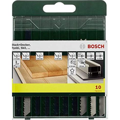Bosch Home and Garden 2607019460 Set 10 Lame Seghetto Alternativo Legno/Metallo/Plastica, Attacco U, nero (1/4)