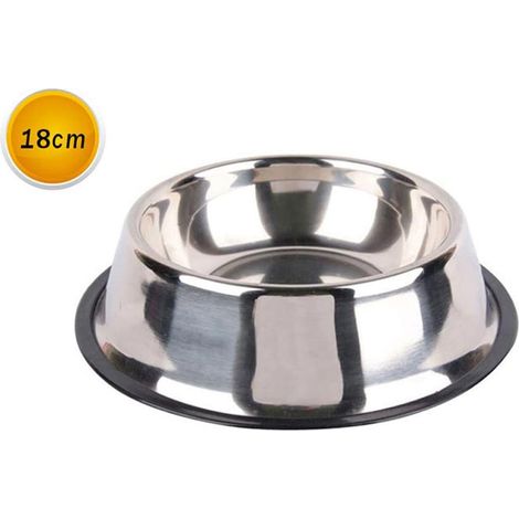 Ciotola per Cane in Acciaio con Base in Gomma Antiscivolo per Animali Ciotole per Cibo Alimenti Acqua Scodella ø18 cm