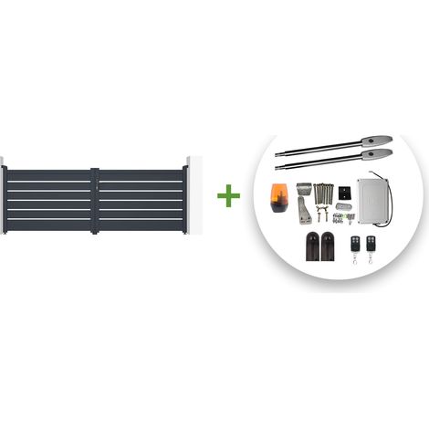 Portail battant électrique VOGEL 350x120cm gris + Motorisation TANKER B250 (1/4)
