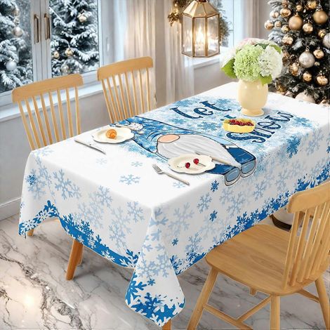 Nappe de Noël en tissu imprimé, imperméable et anti-poussière, pour les fêtes. Nappe rectangulaire 630 cm (152 x 305 cm). (1/3)