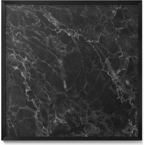 Tableau Magnétique en Métal pour Aimants - Motif Marbre noir élégant - Minimaliste - Cadre Noir - 50x50 cm - Tableau Métallique Aimanté