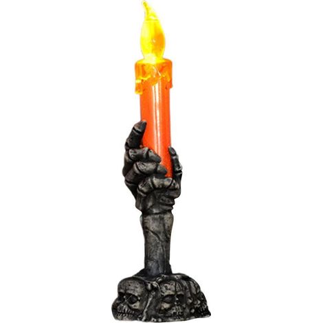 Bougie LED main squelette Halloween, lumière flamme, lampe de décoration fête bar maison (1/5)