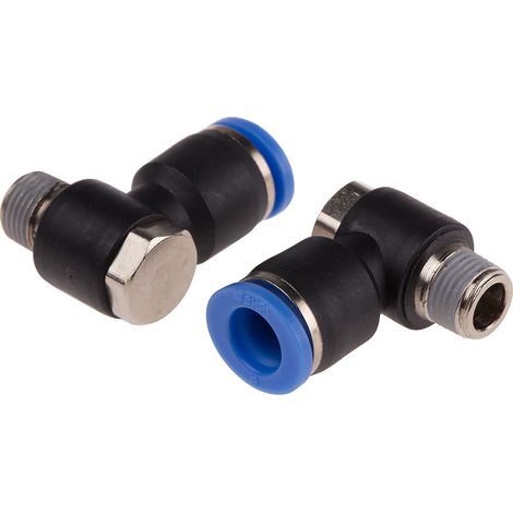 Adaptateur fileté coudé RS PRO vers Enfichable, 8 mm R 1/8 Mâle ( Prix pour Paquet de 10 )