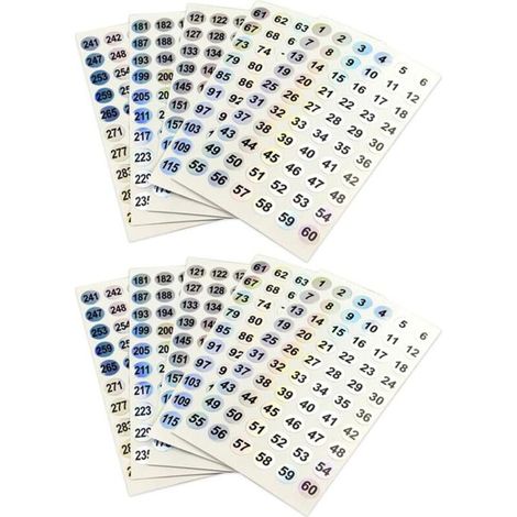 Bardusch - Pack de 1 à 300 chiffres autocollants réfléchissants,10 feuilles d\'autocollants laser,600 étiquettes autocollantes étanches (1/4)