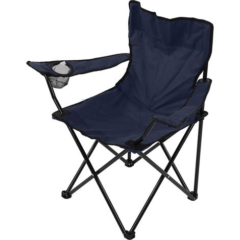 Chaise pliante d'extérieur, chaise longue, chaise de plage, chaise de pêche, chaise de camping, fauteuil, bleu marine. (1/5)