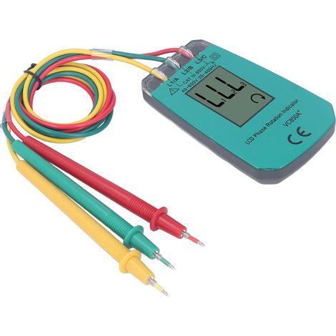 Testeur de séquence triphasé avec affichage LCD, détecteur de rotation de phase, 40-600 V pour les tests (1/5)